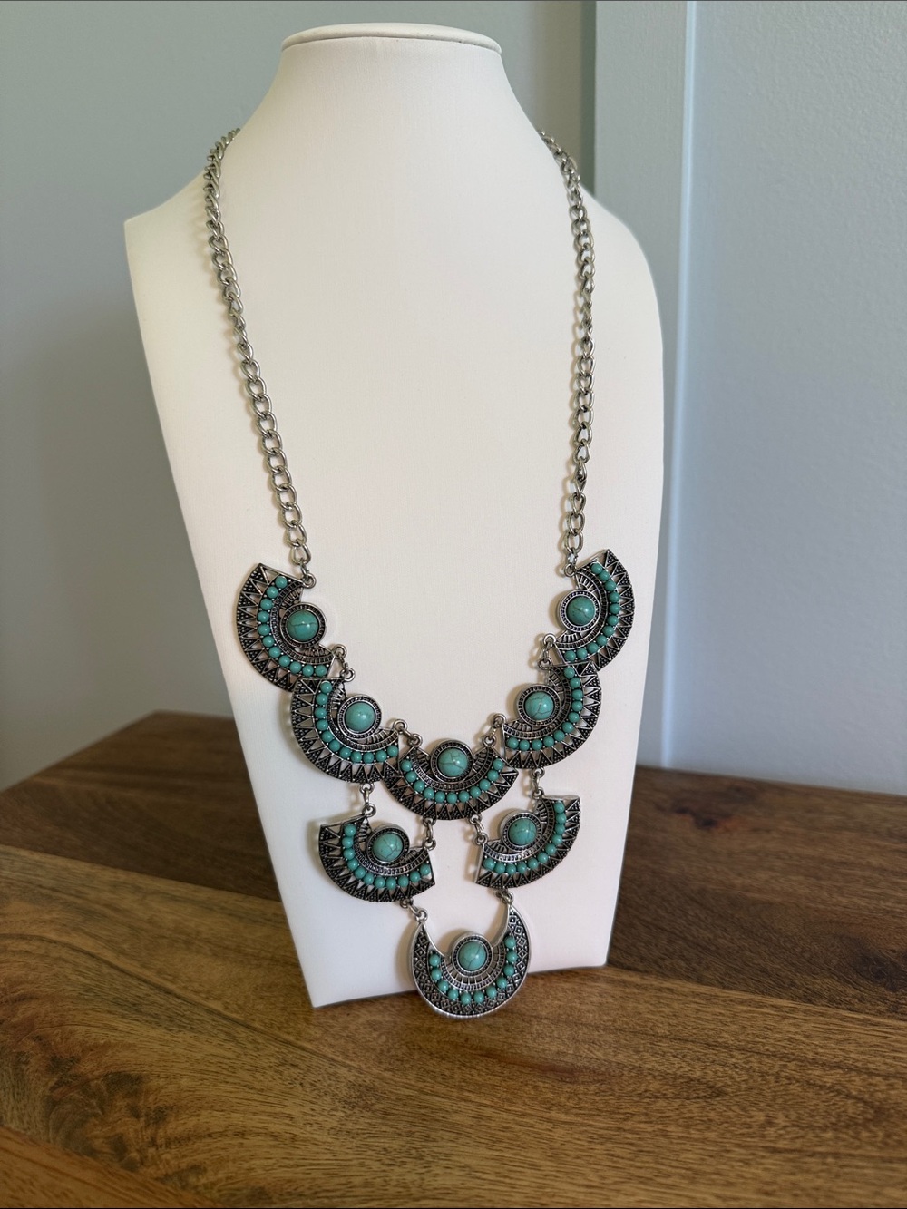 Turquoise Statement Bib Necklace - Women Jewelry